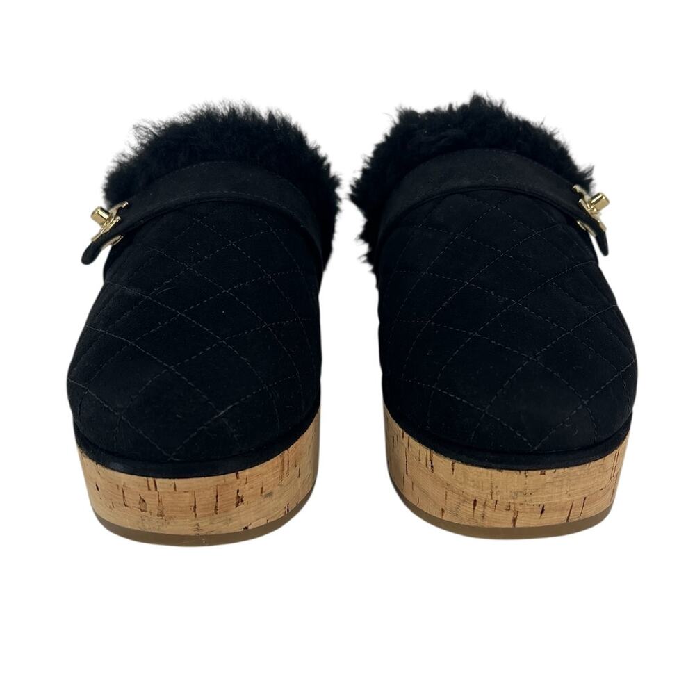 Chanel 21A Black Shearling CC Turn Clasp Quilt Cork Mules - Picture 9 of 14